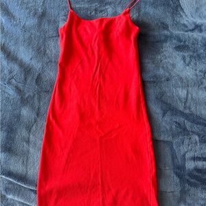 Zara Vibrant Red Dress with Spaghetti Straps